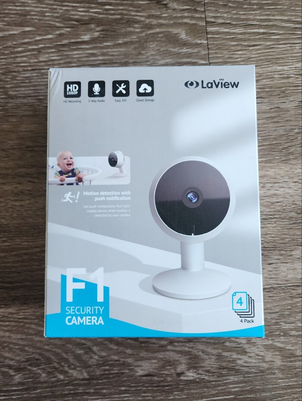 NWT 4 Pack Security Cameras Laview F1 HD 1080P